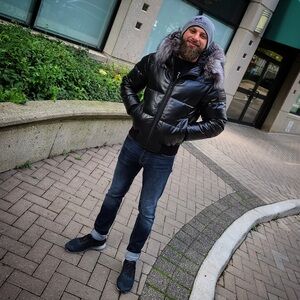 Men's Black Puffer Jacket with Fur Hood